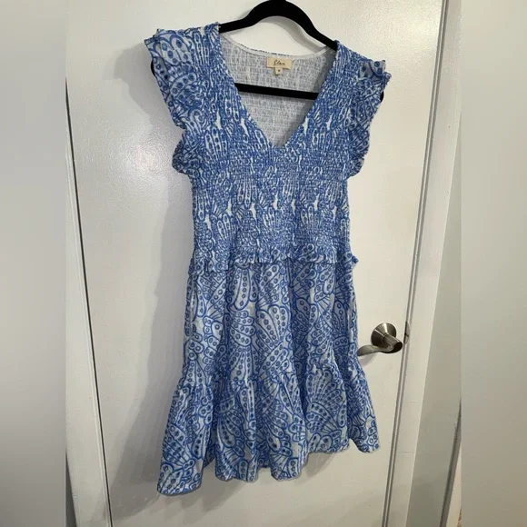 Elan Blue Smocked Ariel Dress Size Small - Picture 6 of 10